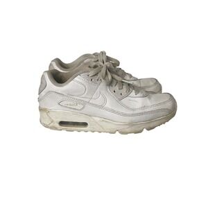 Nike Air Max 90 Triple White Youth Running Shoes Size 4.5Y Sneakers